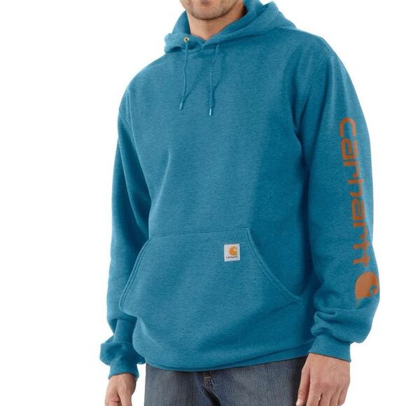 Carhartt Other - Carhartt men’s hoodie loose fit teal size medium midweight EUC Work Shirt Casual